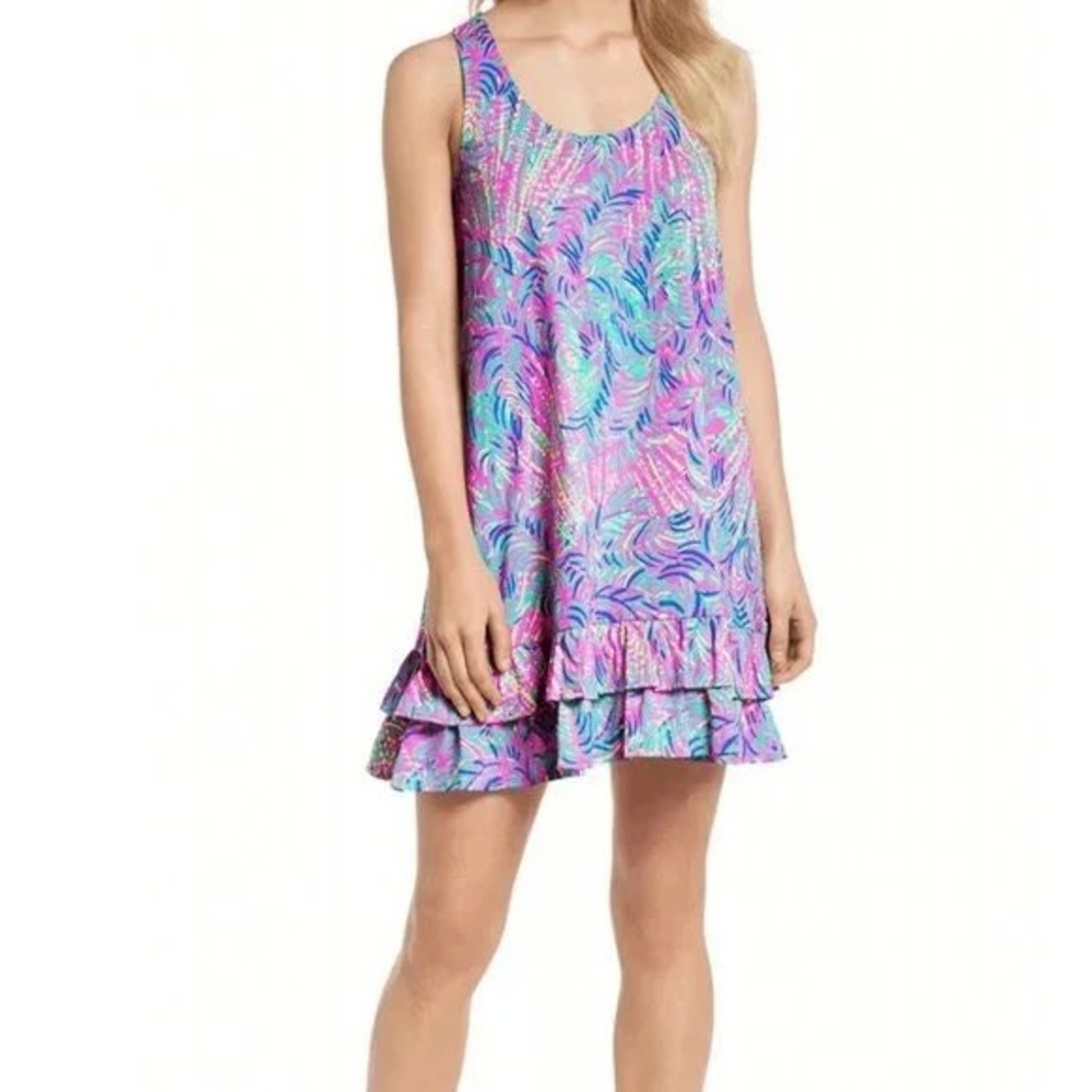 Lilly Pulitzer Evangelia Ruffled Tank Dress Size XS Tropical Colorful Preppy